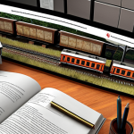 A visually appealing study environment with railway engineering textbooks, diagrams, and a personalized learning setup. This highlights visual learning and individual study preferences for the Railway Engineer exam.