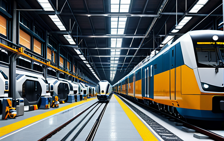 철도기사와 AI 기술의 융합 사례 - **Prompt:** A train engineer in the cabin of a modern train, focusing on the AI-powered safety monit...