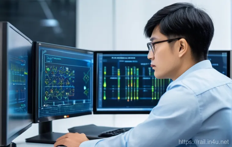 철도기사 자격증 기출 문제 분석 - **A highly focused young adult, of East Asian descent, sits at a clean, well-lit desk, surrounded by...