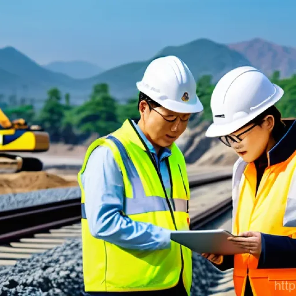 철도기사 해외 취업 사례 - **Prompt 1: Dynamic High-Speed Rail Construction in a Global Setting**
A vibrant, wide-angle sho...