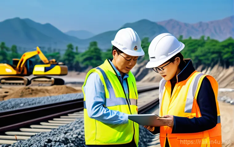 철도기사 해외 취업 사례 - **Prompt 1: Dynamic High-Speed Rail Construction in a Global Setting**
A vibrant, wide-angle sho...
