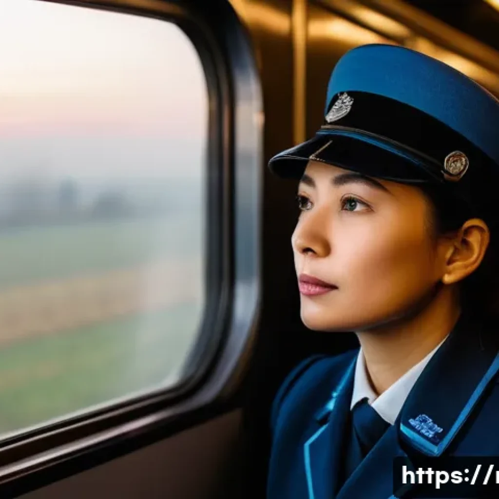 철도기사 업무 사례 공유 - **Prompt:** "A railway engineer, a woman in her late 30s with a kind face and focused expression, is...