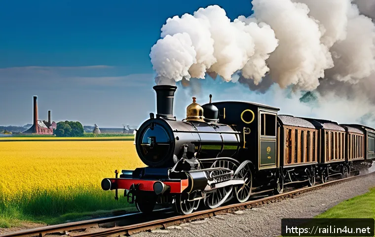 철도 역사와 발전 과정 - A detailed historical scene of the early 19th-century steam locomotive in action during the Industri...